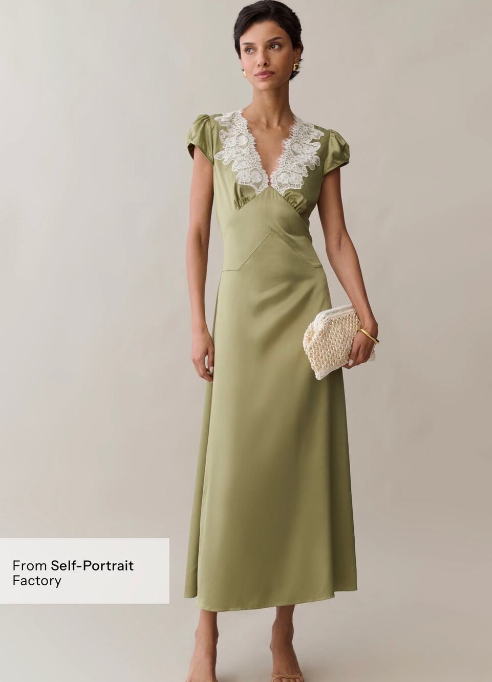 New $348 O.P.T Kasey silk dress Sage green lace dress size 6